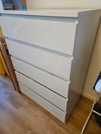 Witte IKEA MALM Kledingkast - 5 lades, Ophalen, 5 laden of meer, 100 tot 150 cm, 50 tot 100 cm