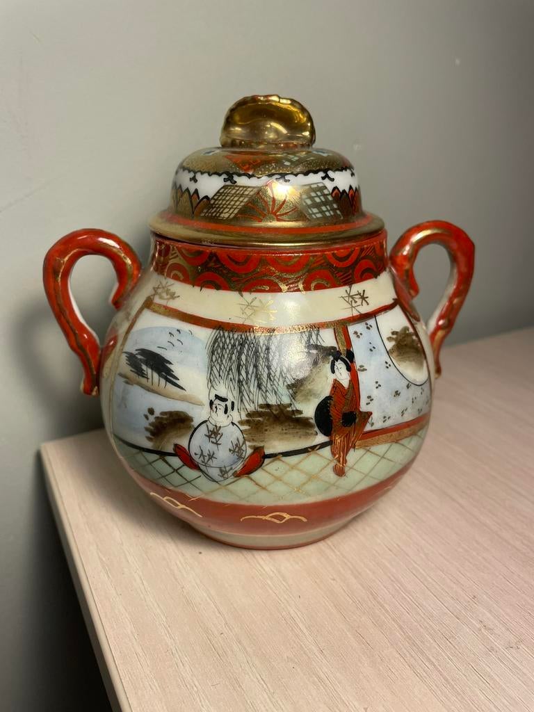 Japanse porseleinen Kutani suikerpot, Antiek en Kunst, Antiek | Porselein, Ophalen of Verzenden