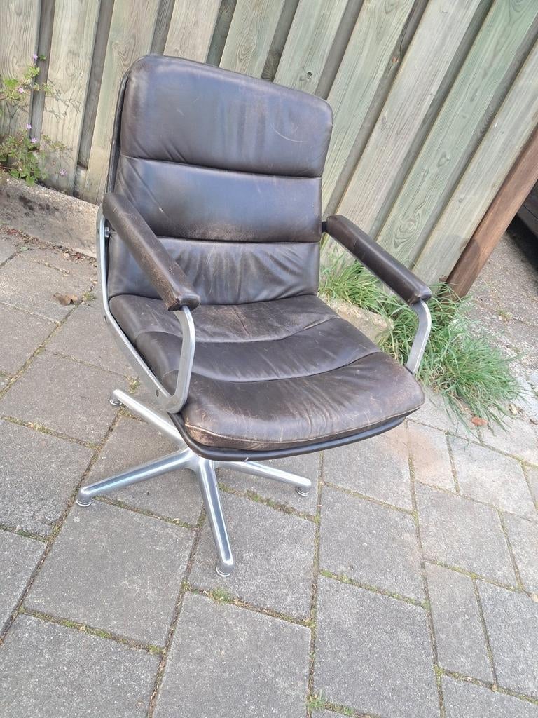 Geoffrey Harcourt Artifort Design Stoel/Fauteuil Leer, Ophalen, Gebruikt, Bruin, Leer