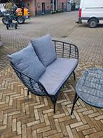 Moderne tuinset met 2 stoelen, bank en salontafel, Tuin en Terras, Ophalen, 4 zitplaatsen, Gebruikt, Bank