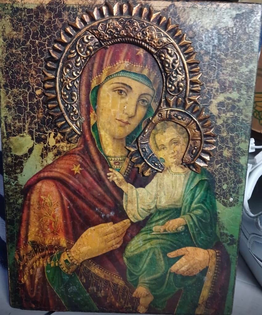 Antieke icoon van Maria met Kind - Religieuze kunst, Ophalen