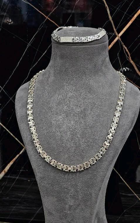 925 Zilveren koningsketting Setje 55cm / 7mm, Sieraden, Tassen en Uiterlijk, Kettingen, Nieuw, Zilver, Zilver, Ophalen of Verzenden