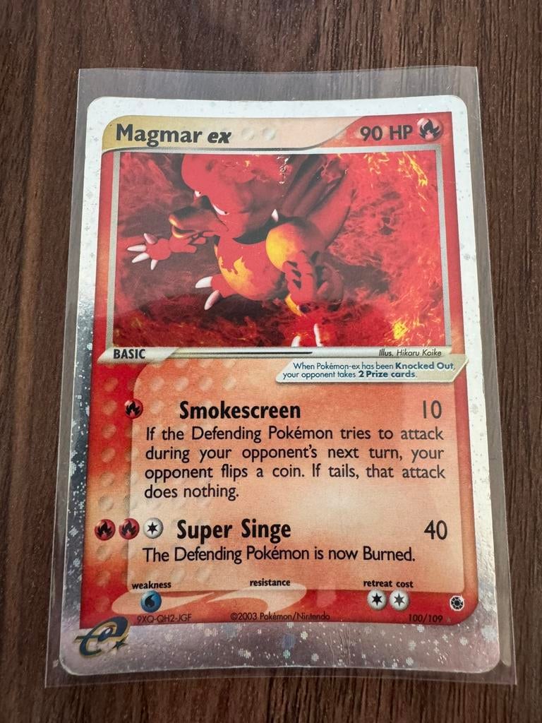 Pokemon Magmar ex Holo 100/109 EX Ruby & Sapphire 2003, Ophalen of Verzenden, Zo goed als nieuw, Meerdere kaarten