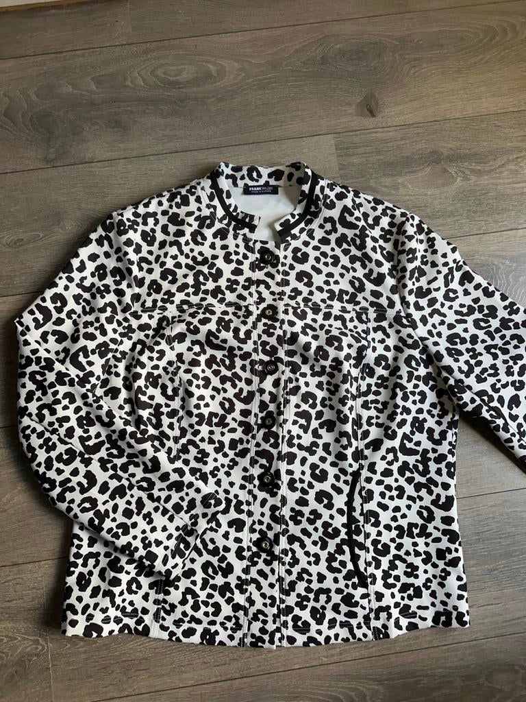 Frank Walder Colbert Jasje - Zwart/Wit Luipaardprint, Kleding | Dames, Zwart, Maat 46/48 (XL) of groter, Ophalen of Verzenden