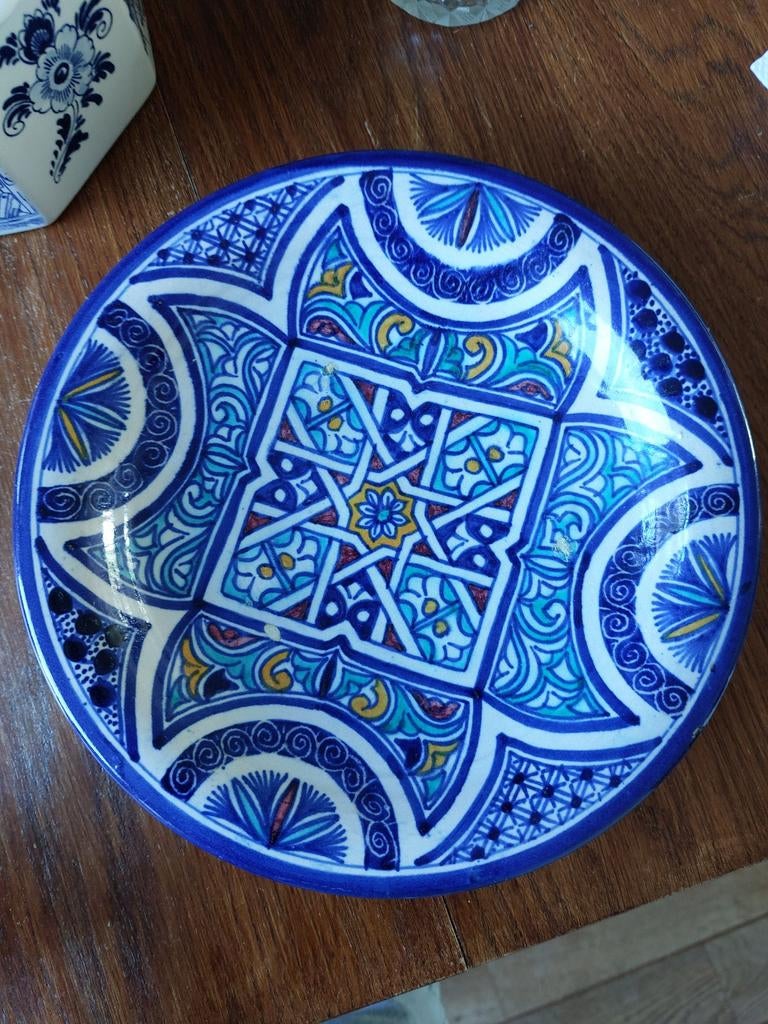 Handgeschilderd Marokkaans Keramiek Schaal/Bord, Ophalen of Verzenden