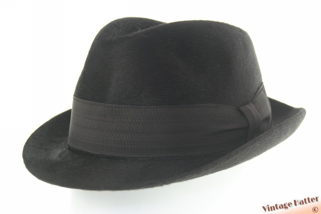 Vintage gleufhoed Staalmeester zwart zacht haarvilt 57,5, Kleding | Heren, Hoeden en Petten, Hoed, Staalmeester, Ophalen of Verzenden