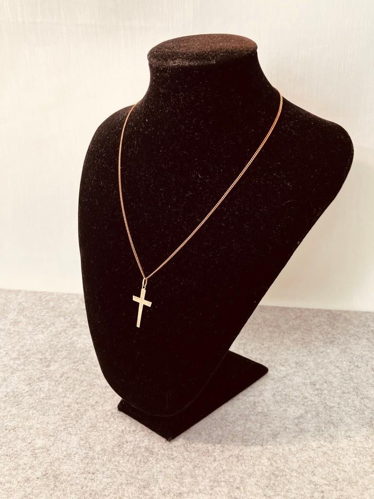 Gouden ketting met kruisje 14k – tijdloos sieraad, Met hanger, Gebruikt, Verzenden, Goud