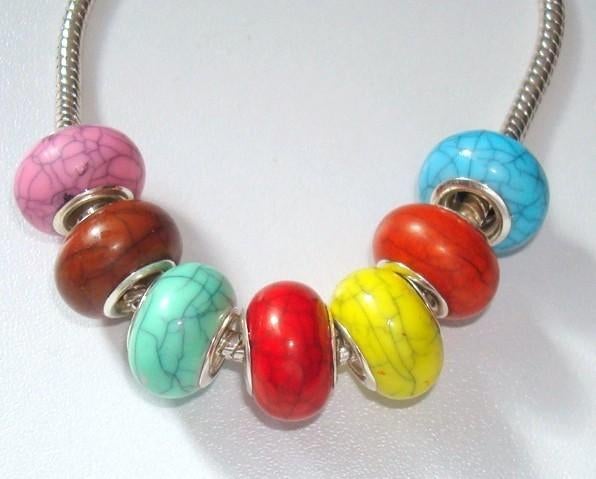 Set van 7 bedels voor groot-gat bedelarmbanden, Sieraden, Tassen en Uiterlijk, Bedels, Nieuw, Overige merken, Overige materialen