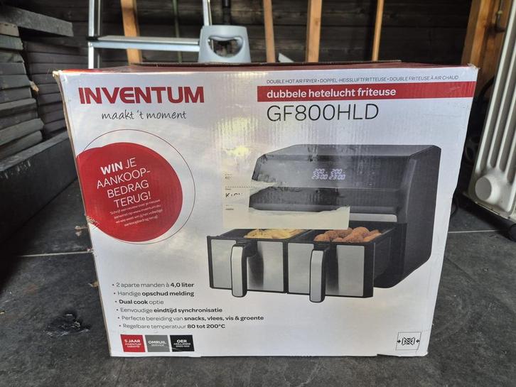 Airfryer Inventum GF800HLD, Witgoed en Apparatuur, Frituurpannen, Nieuw, 4 liter of meer, Duo-friteuse, Uitneembare binnenpan