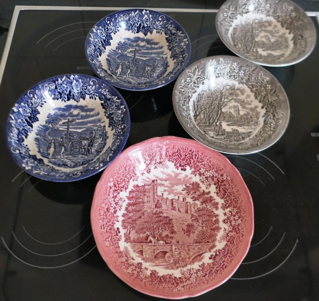 Engelse handgeschilderde schaaltjes - kommen, Antiek en Kunst, Ophalen of Verzenden