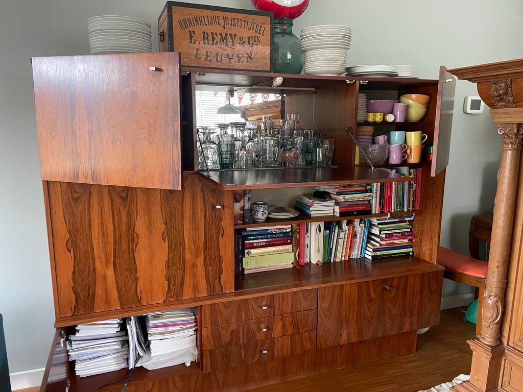 GRATIS kast vintage Wandmeubel retro jaren’60!, Huis en Inrichting, Ophalen, Gebruikt, 200 cm of meer, Vintage retro