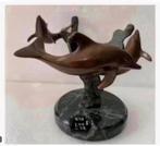 Kunst Design object brons dolfijn Serpentijn voet, Ophalen of Verzenden