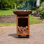 BBQ Plancha Hermano XL 80 Cortenstaal met houtopslag NW, Tuin en Terras, Ophalen of Verzenden, Nieuw, RJRoyal Living, Met accessoires