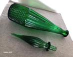 Groene glazen karaf 47 cm. Empoli glas karaf Italy - 70'S, Ophalen of Verzenden, Minder dan 50 cm, Groen, Glas