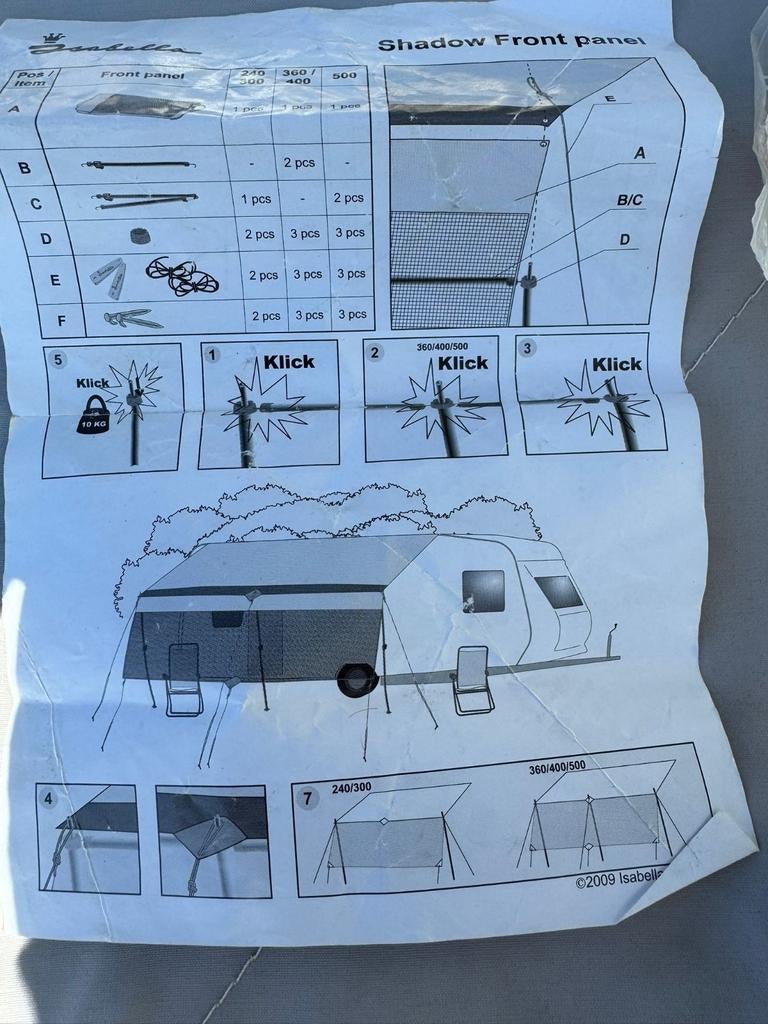 Isabellaluifel incl. schaduwdoek voor+zijkant Carbon Stokken, Caravans en Kamperen, Ophalen of Verzenden, Zo goed als nieuw