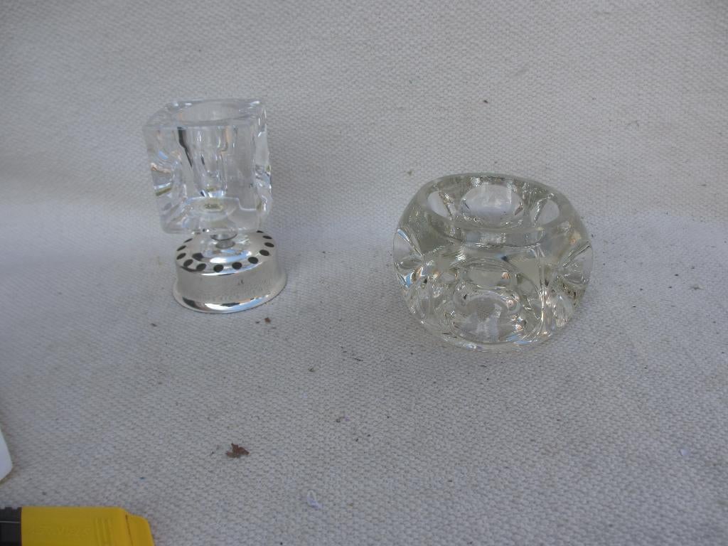2 stuks Space Age vintage glazen kandelaren Peill & Putzler, Overige materialen, Gebruikt, Overige kleuren, Ophalen of Verzenden