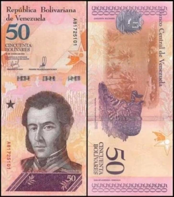 Venezuela 50 Bolivar Soberano , 2018, P-105a.1, UNC, Postzegels en Munten, Bankbiljetten | Amerika, Los biljet, Zuid-Amerika, Verzenden