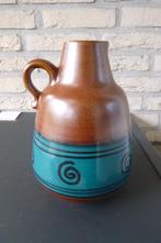 mooie bruin/blauwe oorvaas (20 cm hoog), Blauw, Aardewerk of Porselein, Ophalen of Verzenden, Zo goed als nieuw