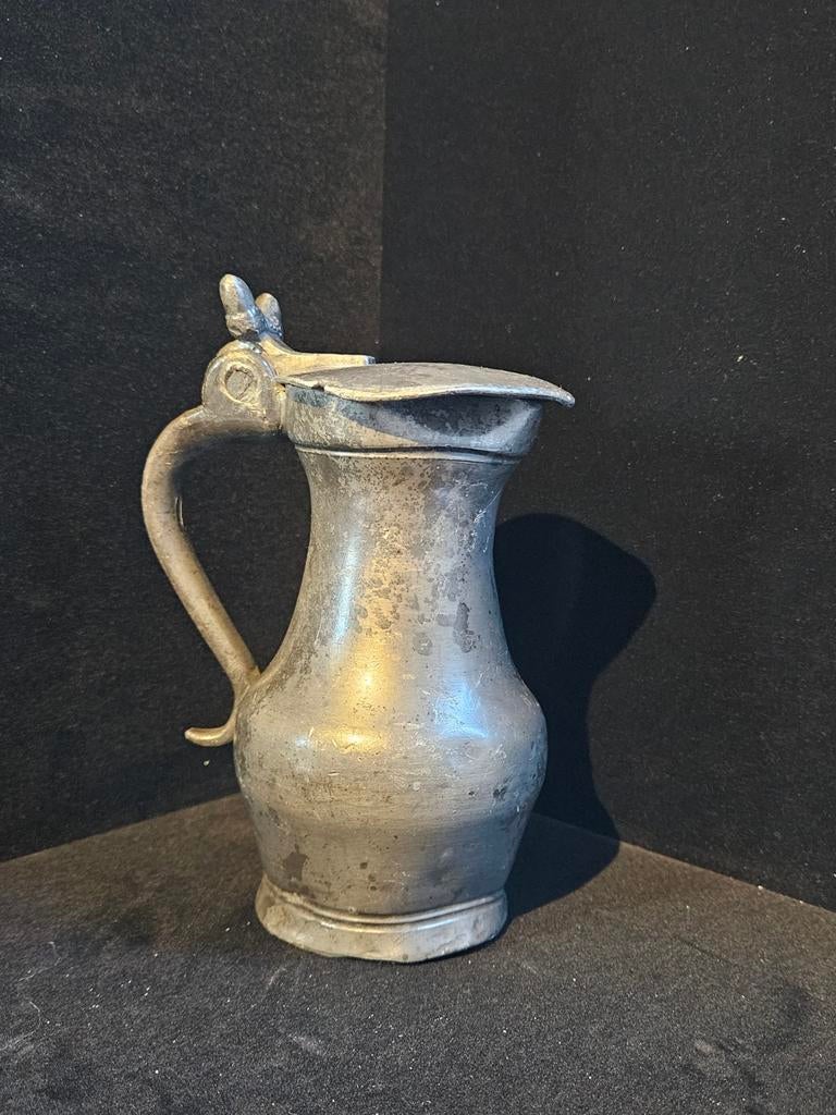 Antieke Franse tinnen klepkan, 18e/19e eeuw, Ophalen of Verzenden