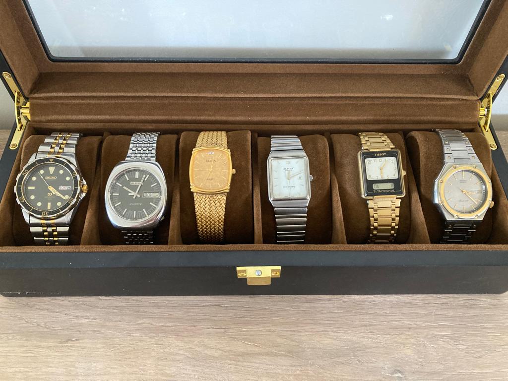 18 Vintage Horloges Eterna Seiko Tissot Alpina Certina, Ophalen of Verzenden, Gebruikt, Staal, Seiko