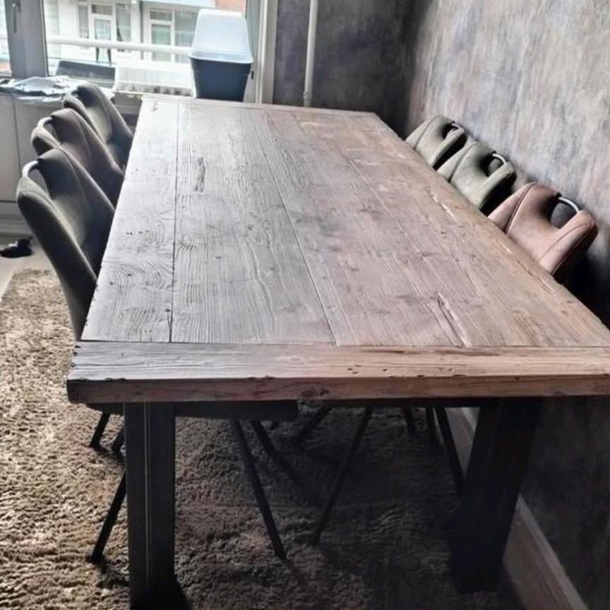 Landelijk industriële eettafel Amanda 240*100, Ophalen, Zo goed als nieuw