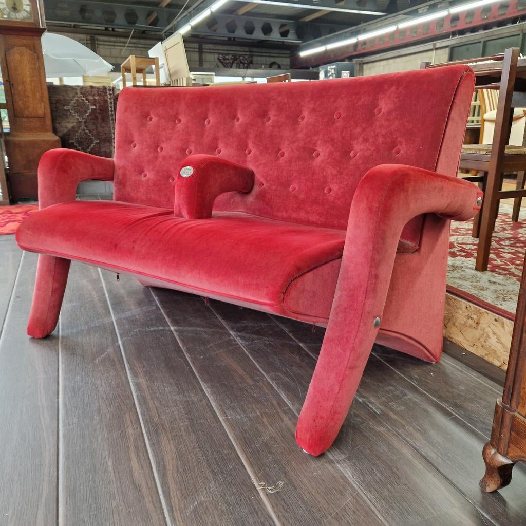Antiek rood theaterbankje - Grace 21/23, Ophalen
