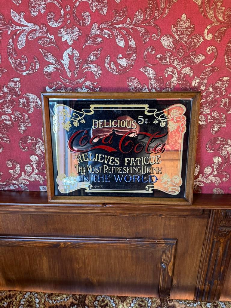 Vintage coca cola spiegel, Antiek en Kunst, Antiek | Spiegels, Ophalen of Verzenden, Rechthoekig, Minder dan 50 cm