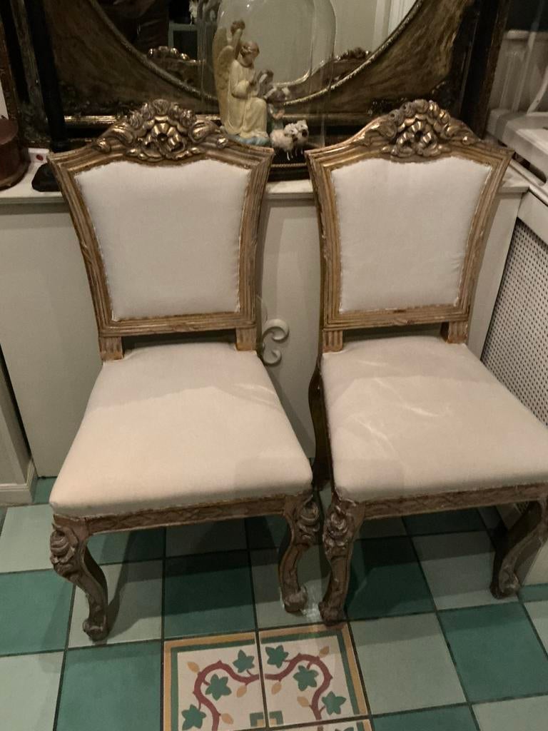 2 antieke Franse kasteel stoeltjes, Antiek en Kunst, Curiosa en Brocante, Ophalen