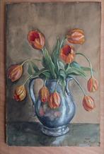 Gouache. Tulpen in vaas. Gesigneerd. 1925., Ophalen of Verzenden