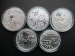 Australia "Most Dangerous" 2020-2024 compleet 5x 1 Oz zilver, Ophalen of Verzenden, Zilver