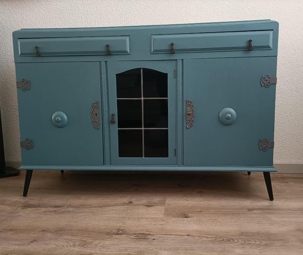 Dressoir kast van hout, Huis en Inrichting, Kasten | Dressoirs, Ophalen, Glas, Zo goed als nieuw, 25 tot 50 cm