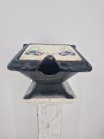 Gietijzeren Kolenbak / Asbak | Keramische Tegels | Vintage, Ophalen of Verzenden