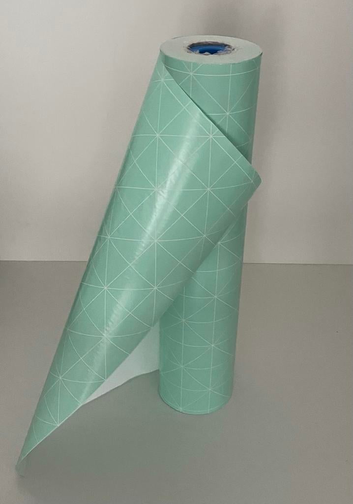 Cadeaupapier mintgroen met grafisch patroon 50m x 50 cm., Ophalen of Verzenden, Zo goed als nieuw