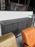 dressoir 180cm mango zwart metaal Hoge kwaliteit actie prijs, Overige houtsoorten, Dressoir Mango massief zwart 180 cm breed deuren en lade