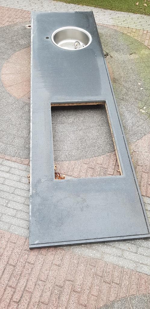 Granieten aanrechtblad zwart 270 x 75, Ophalen, Zwart, 50 tot 100 cm, Zo goed als nieuw