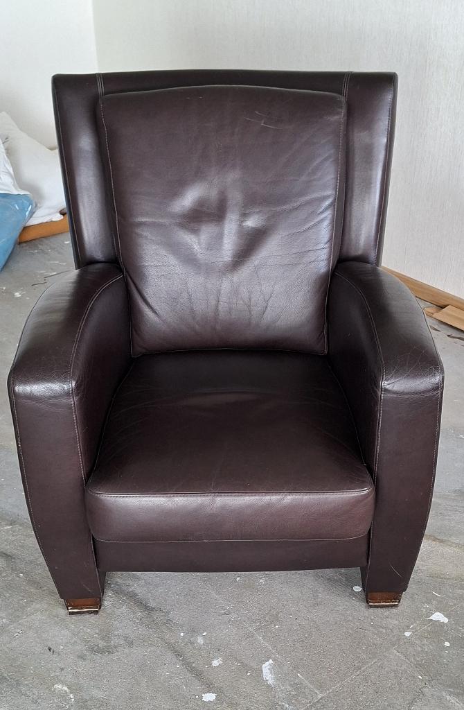 leren fauteuil, fabrikant Kessels, Huis en Inrichting, Fauteuils, Ophalen, Gebruikt, 50 tot 75 cm, Leer