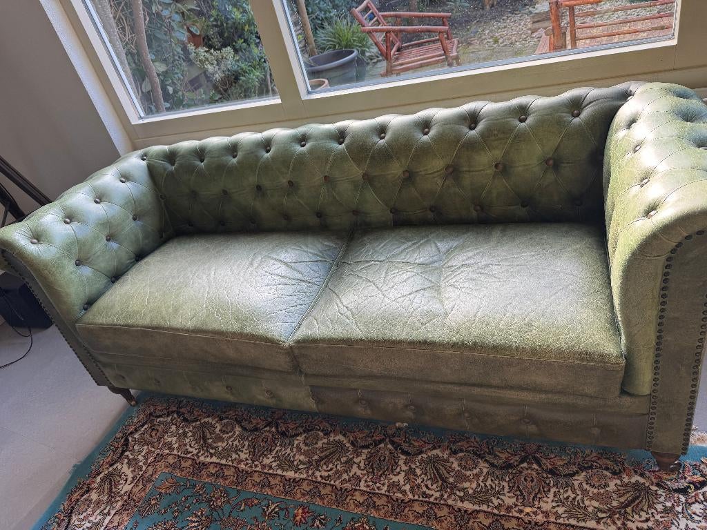 Chesterfield Bank, Ophalen, Zo goed als nieuw, 75 tot 100 cm, Tweepersoons