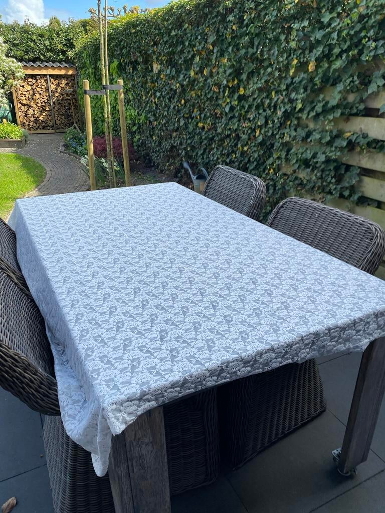 Brocante tafelkleed voor feest/bruiloft (5 stuks), Ophalen of Verzenden, Gebruikt, Rechthoek, Binnen