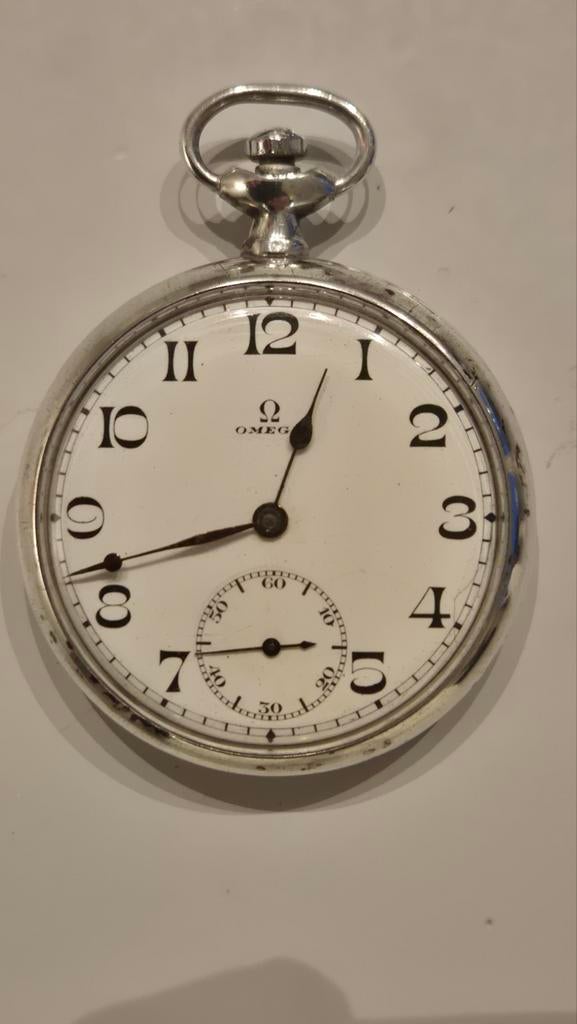 Antiek zilveren Omega zakhorloge, Ophalen, Zilver, Overige typen