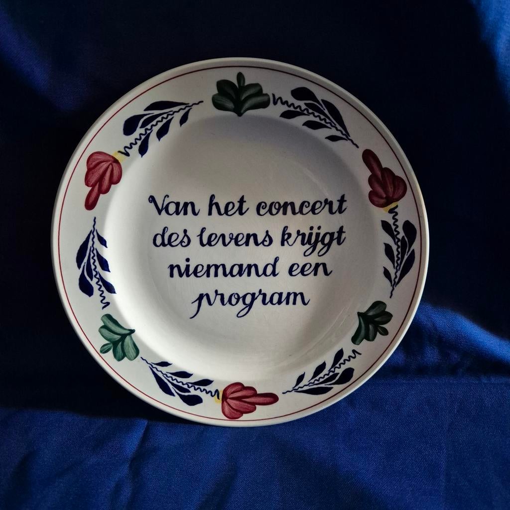 Boerenbont spreukenbord van het concert des levens....., Antiek en Kunst, Antiek | Wandborden en Tegels, Ophalen of Verzenden