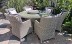 6 persoons ronde tuinset / diningset incl lazy susan, Ophalen, Gebruikt, 6 zitplaatsen, Wicker