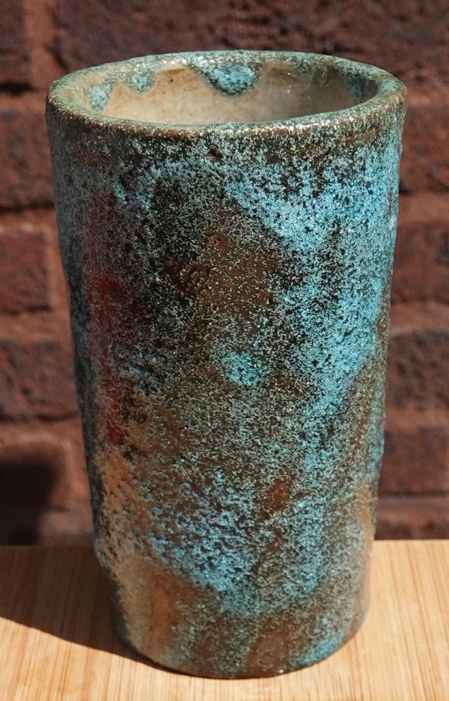 Pieter Groeneveldt vaasje blauw bruisglazuur uit '70, 11x6,5, Huis en Inrichting, Woonaccessoires | Vazen, Zo goed als nieuw, Blauw