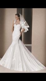 Trouwjurk mermaid maat 40/42 open rug, Ophalen of Verzenden, Zo goed als nieuw, Wit, Trouwjurk