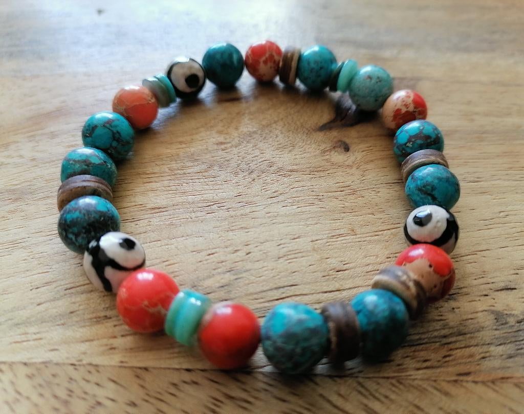 Nieuwe zelfgemaakte armband met natuurstenen kralen, Overige materialen, Overige kleuren, Nieuw, Ophalen of Verzenden
