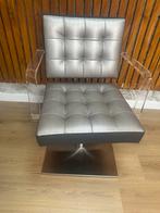 Luxe Kappersstoel - Zilver/Zwart met Acryl Armleuningen, Ophalen of Verzenden, Gebruikt