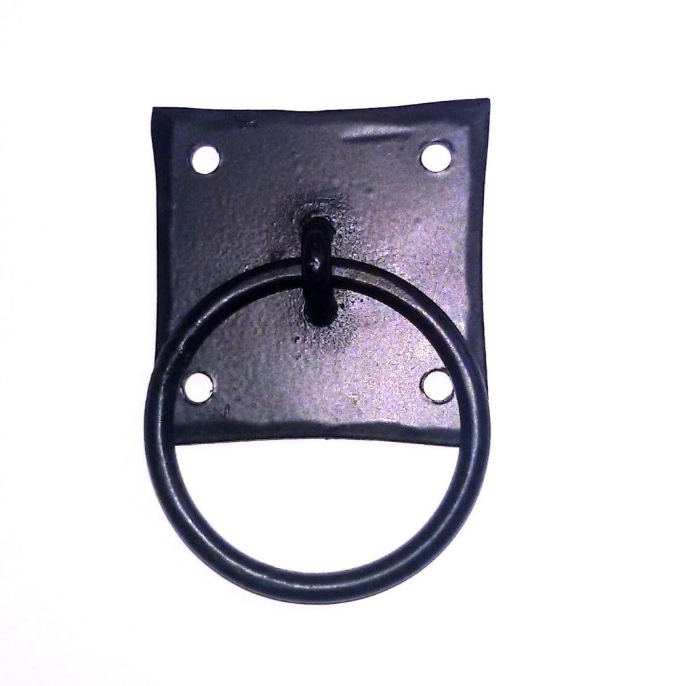 Nieuwe zwarte smeedijzeren ring handgrepen 4 bij 4 cm, Ophalen of Verzenden, Nieuw, 25 tot 50 cm