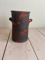 vintage bruin en oranje brutalist vaas, Ophalen, Overige materialen, Oranje, Zo goed als nieuw