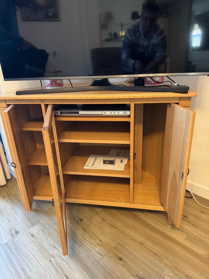 Klasiek hoek-TV Meubel Blank Eiken, Huis en Inrichting, Kasten | Televisiemeubels, Gebruikt, Minder dan 100 cm, 100 tot 150 cm