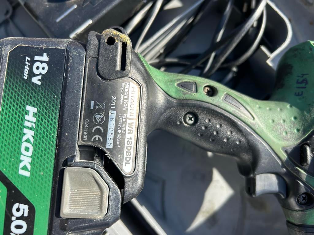 Hitachi WR 18DBDL Accu Slagmoersleutel 18V met 5.0Ah accu, Ophalen of Verzenden, Gebruikt, 600 watt of meer, Boor- en Schroefmachine