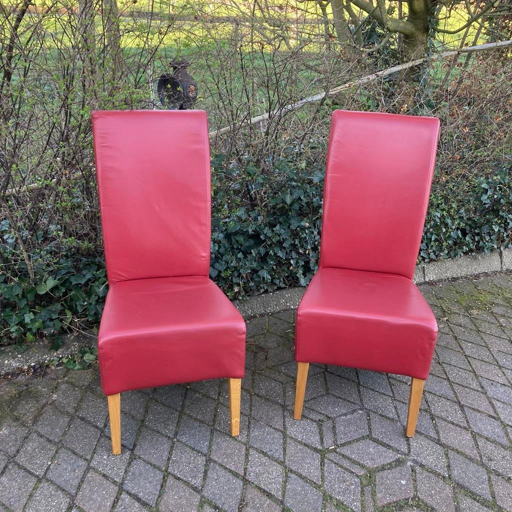 2 rode lederen stoelen, Ophalen, Gebruikt, Twee, Leer